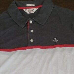 Penguin Oringinal Polo Men's Large White Grey Red Classic Fit